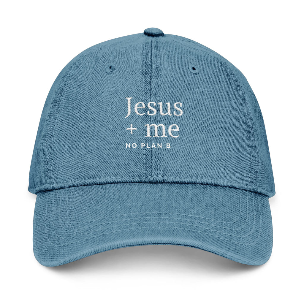 Embroidered Black Hat — "Jesus + Me No Plan B" Christian Baseball Cap