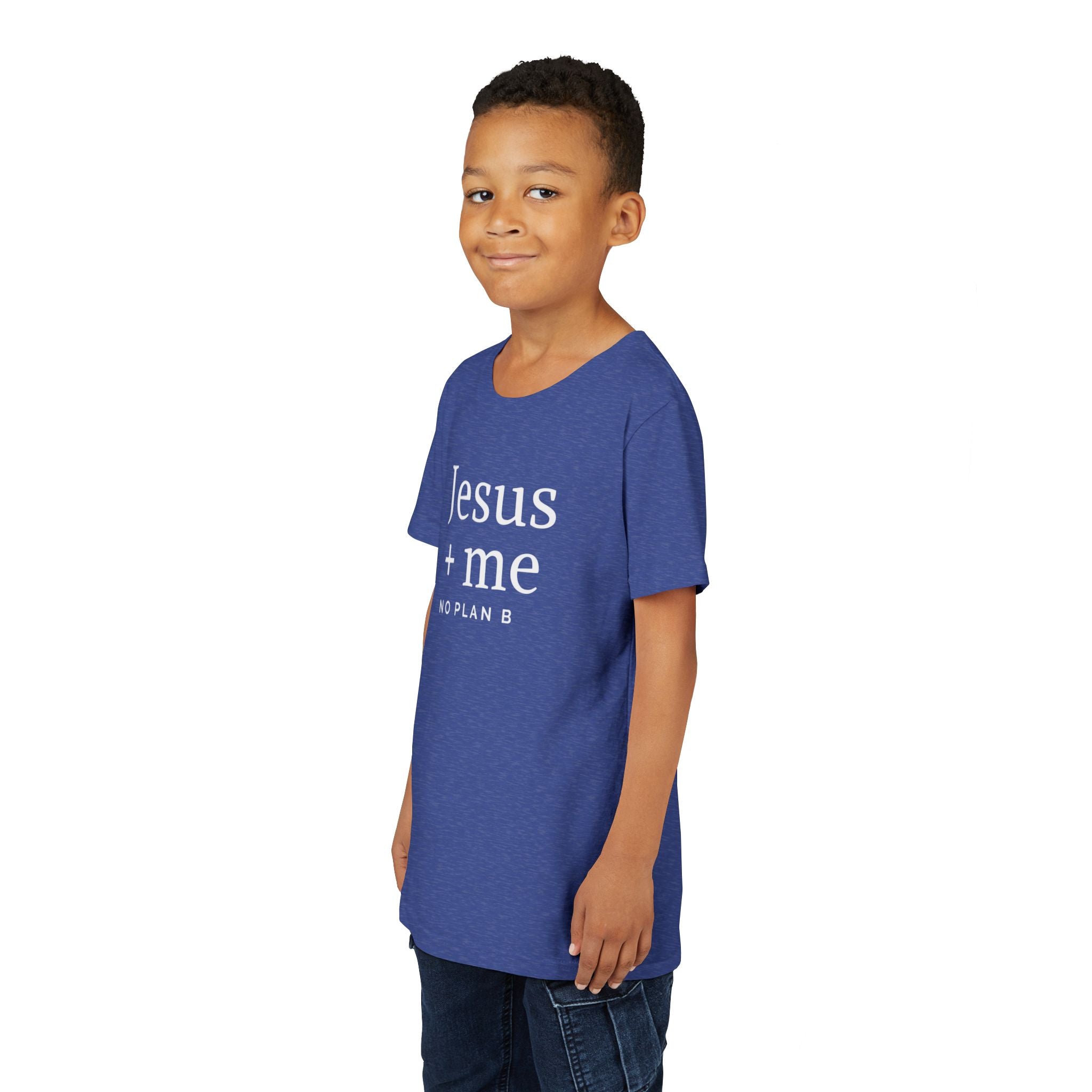 Kids Tee — "Jesus + Me No Plan B" Christian Graphic Shirt