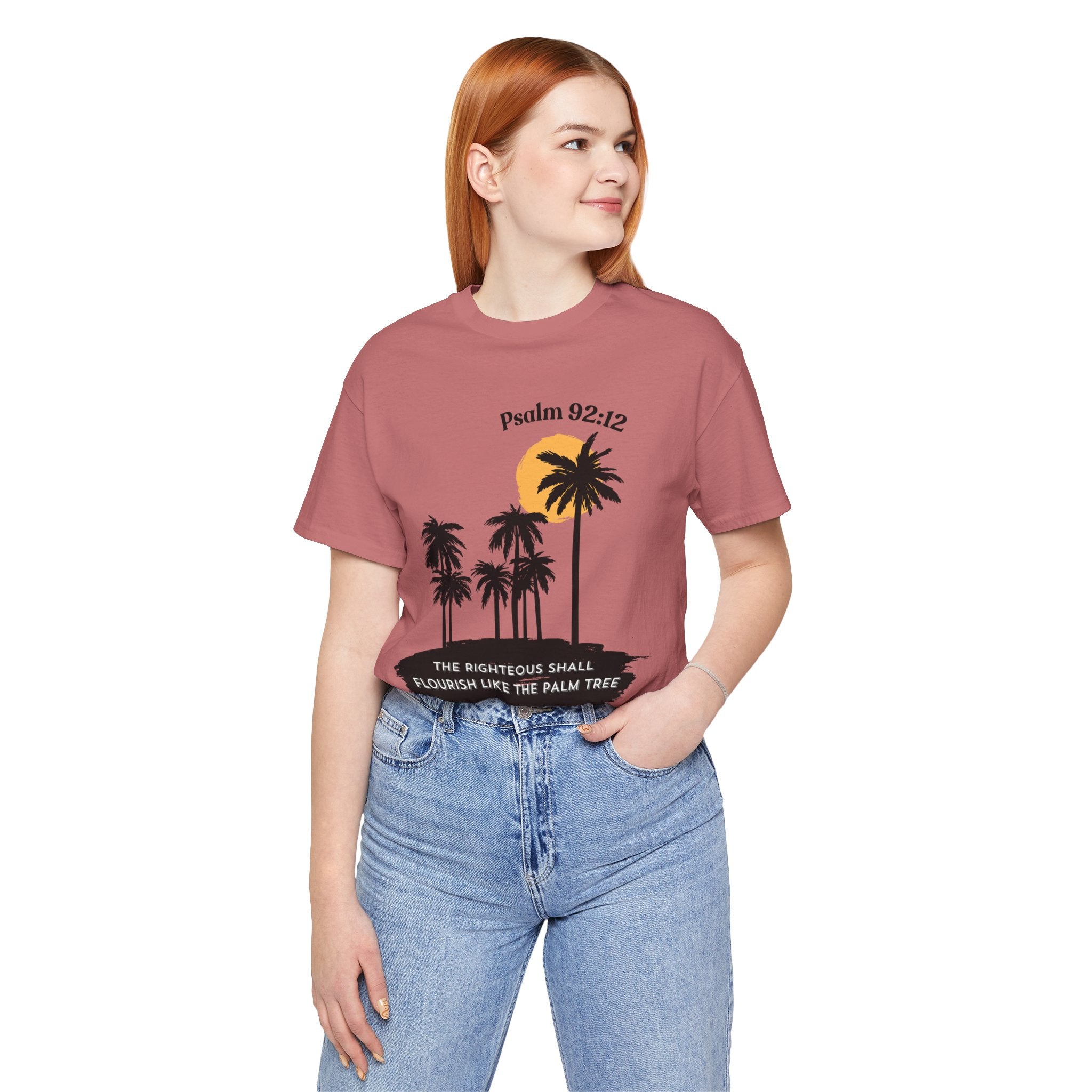 Psalm 92:12 Palm Tree Tee — "The Righteous Shall Flourish Like the Palm Tree" Christian T-Shirt