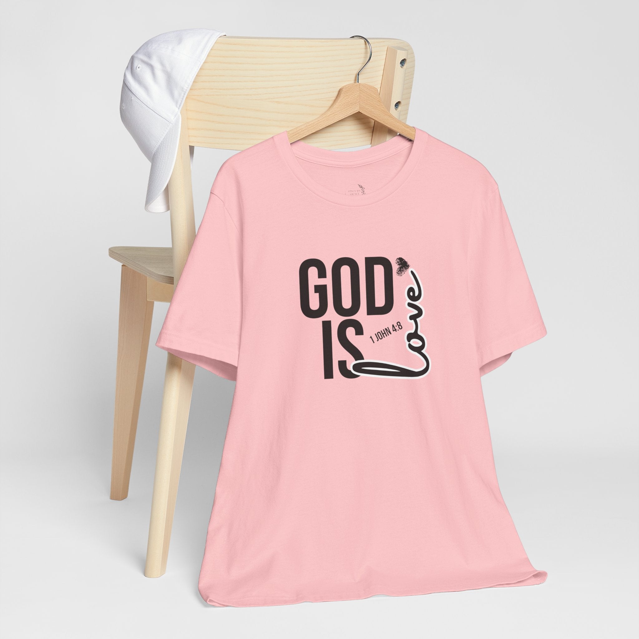 God Is Love T‑Shirt — Christian Faith Tee with Script Heart Design