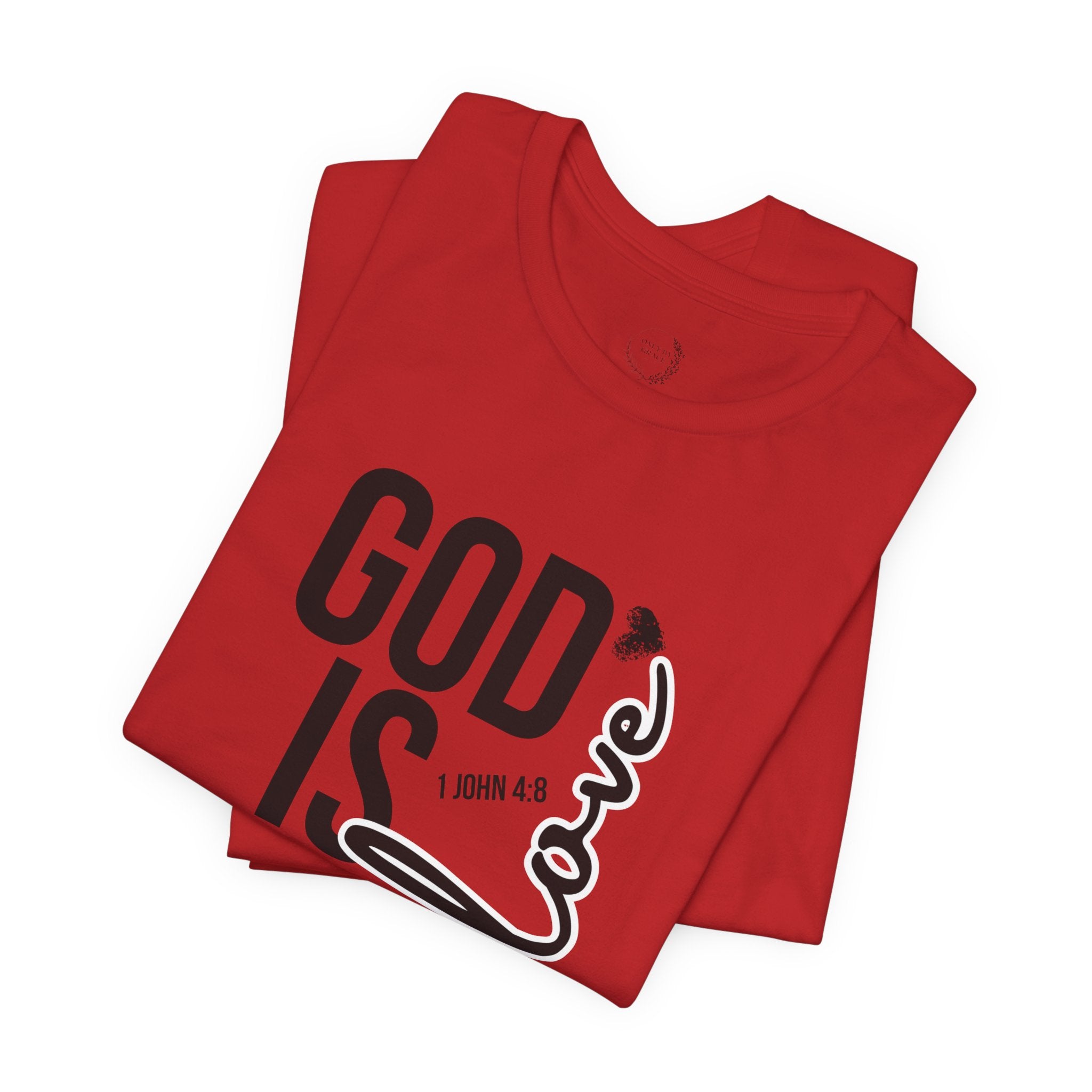 God Is Love T‑Shirt — Christian Faith Tee with Script Heart Design