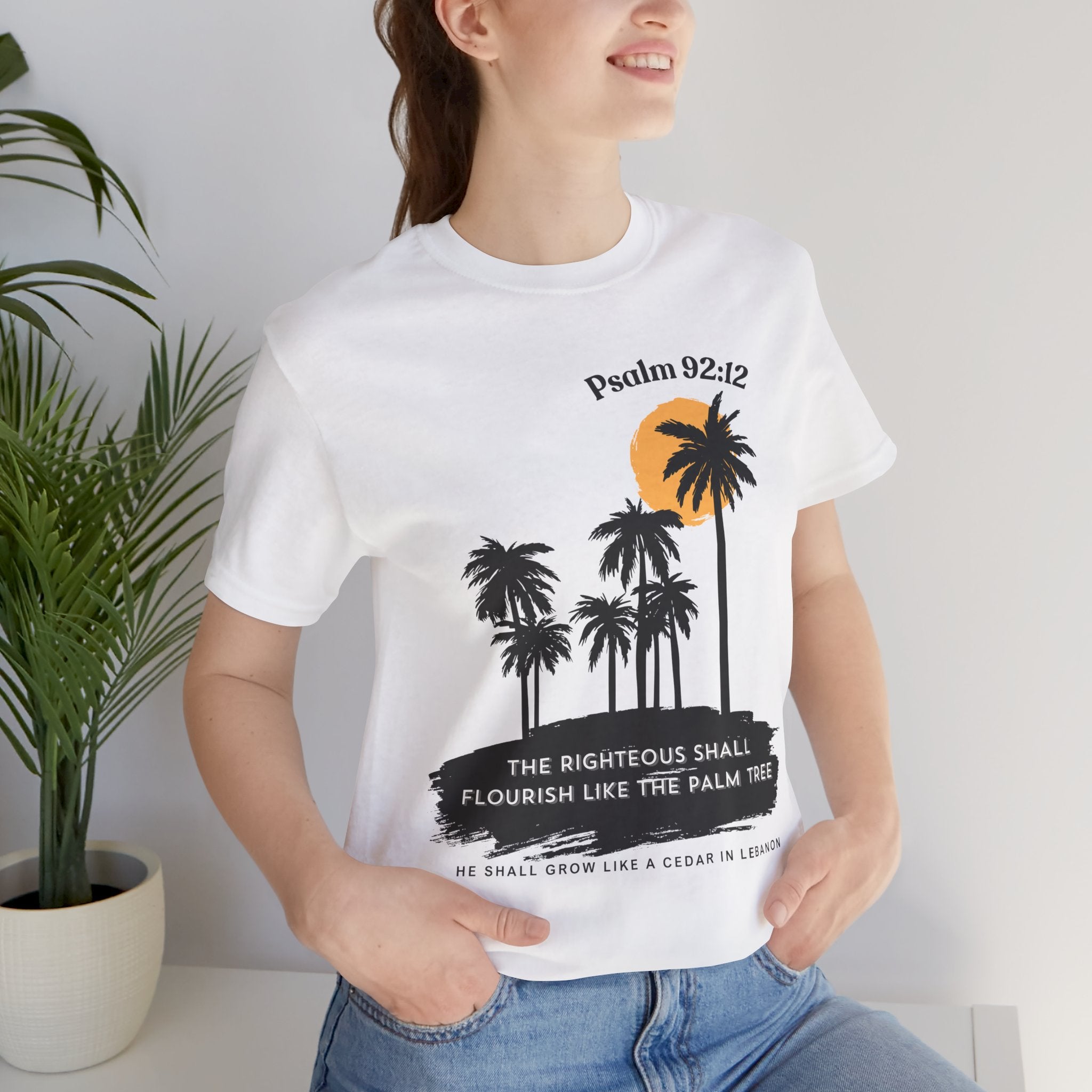 Psalm 92:12 Palm Tree Tee — "The Righteous Shall Flourish Like the Palm Tree" Christian T-Shirt