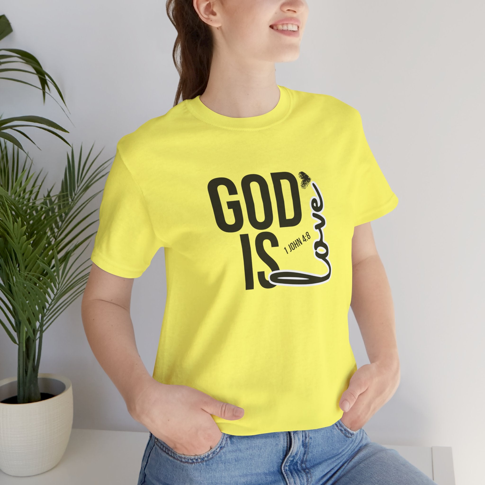 God Is Love T‑Shirt — Christian Faith Tee with Script Heart Design